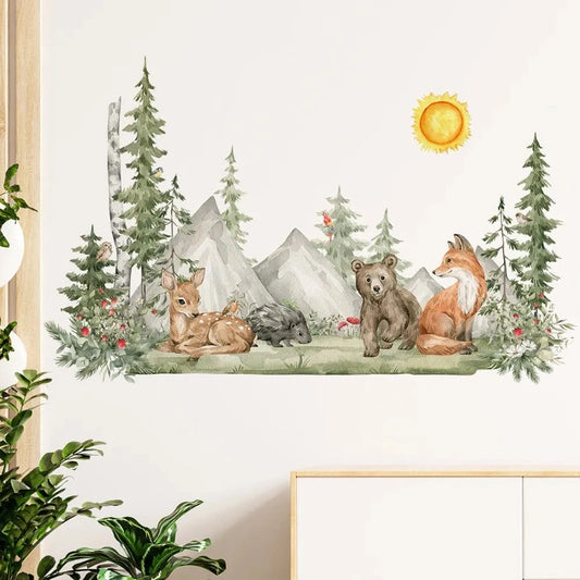 Watercolor Forest Animals Wall Decal - Just Kidding Store