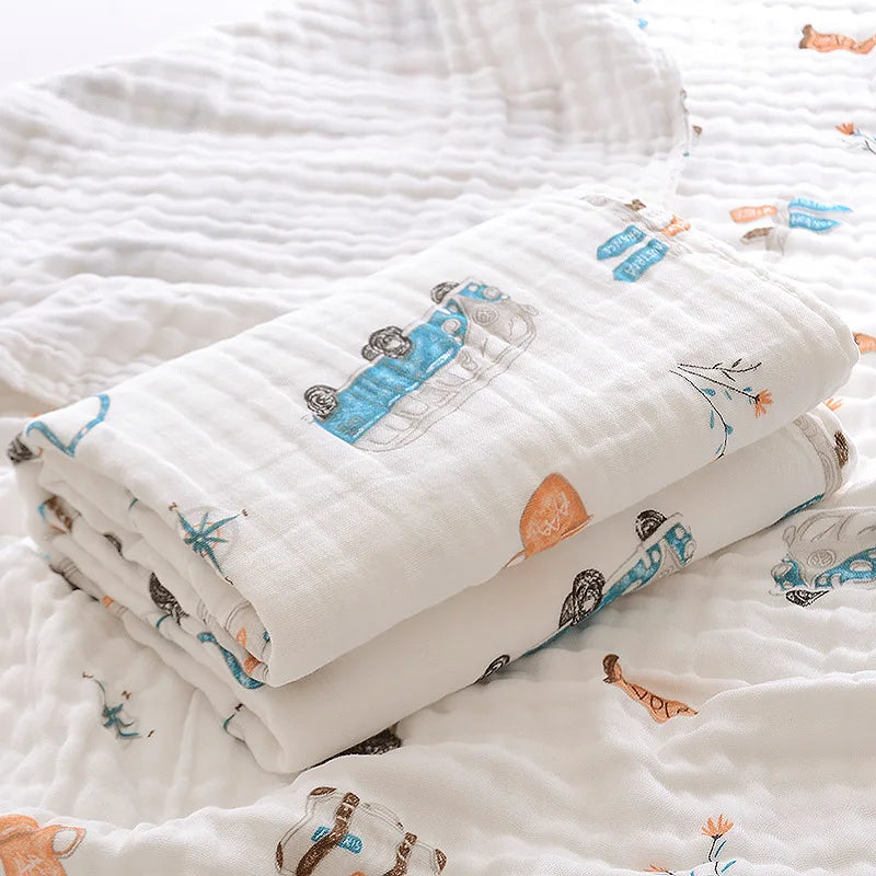 6 Layers Cotton Muslin Swaddle Blanket - Just Kidding Store