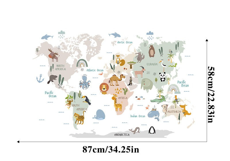 Animal World Map Wall Decal - Just Kidding Store