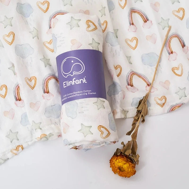 2 Layers Bamboo Cotton Muslin Swaddle Blankets - Just Kidding Store