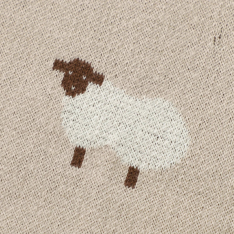 White Sheep Cotton Knitted Blanket - Just Kidding Store