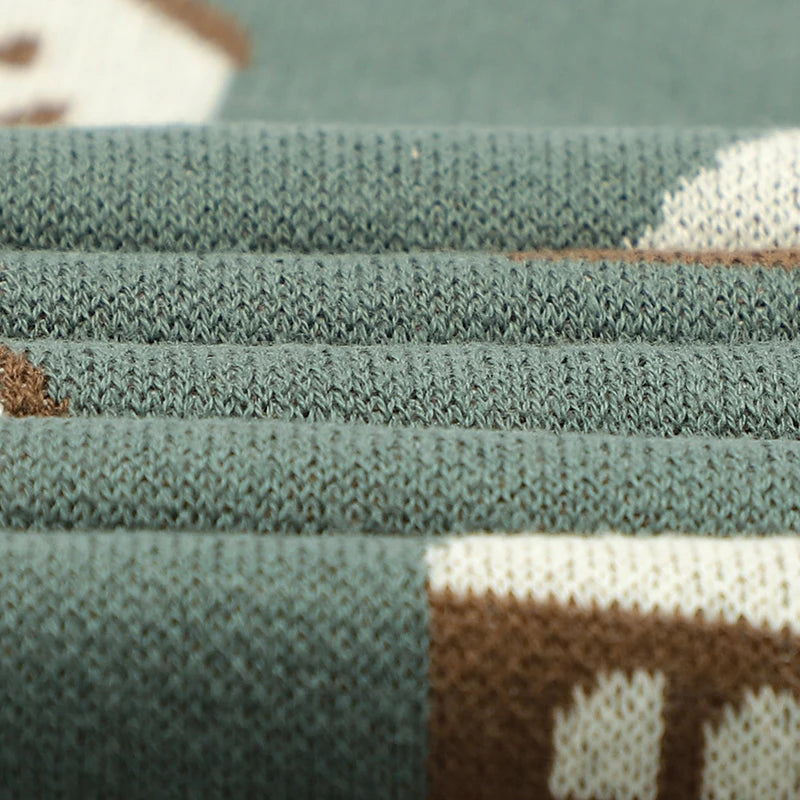 Brown House Cotton Baby Kids Knitted Blanket - Just Kidding Store