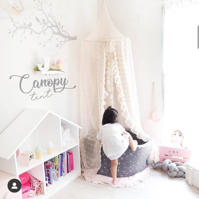 Pom Pom Bed Canopy - Fairy Hung Dome - Just Kidding Store