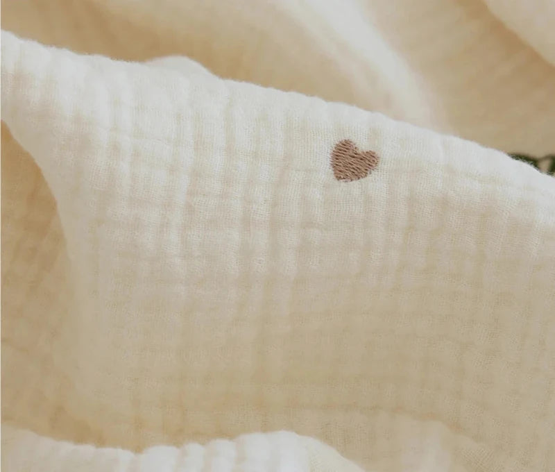 Embroidered Muslin Swaddle -  Baby Blanket - Just Kidding Store