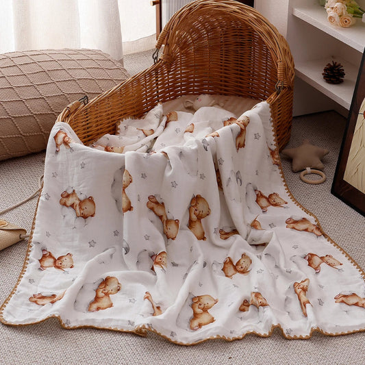 4 Layers Premier Bamboo Cotton Swaddle Blanket - Just Kidding Store