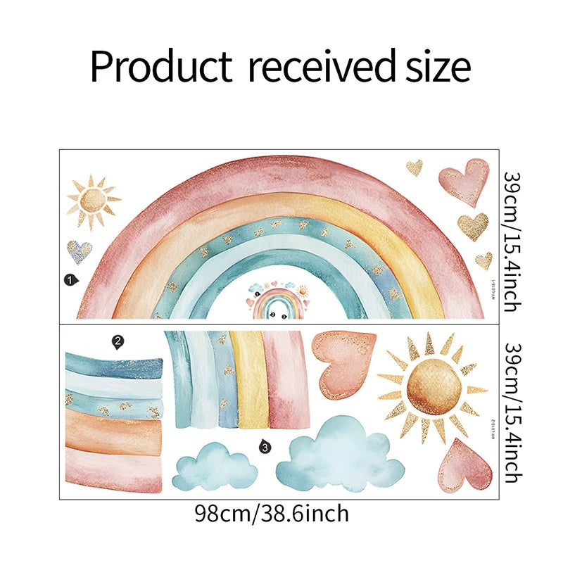 Watercolor Rainbow Sun Cloud Wall Sticker - Just Kidding Store
