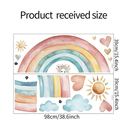 Watercolor Rainbow Sun Cloud Wall Sticker - Just Kidding Store