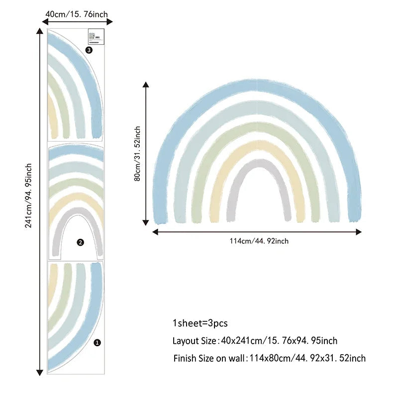 Pastel Watercolor Rainbow Fabric Wall Decal - Just Kidding Store