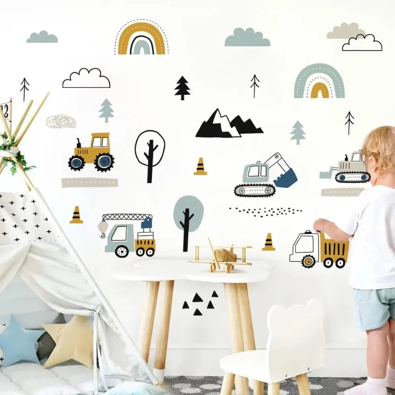 Hand Drawn Construction Site Wall Decals - Just Kidding Store