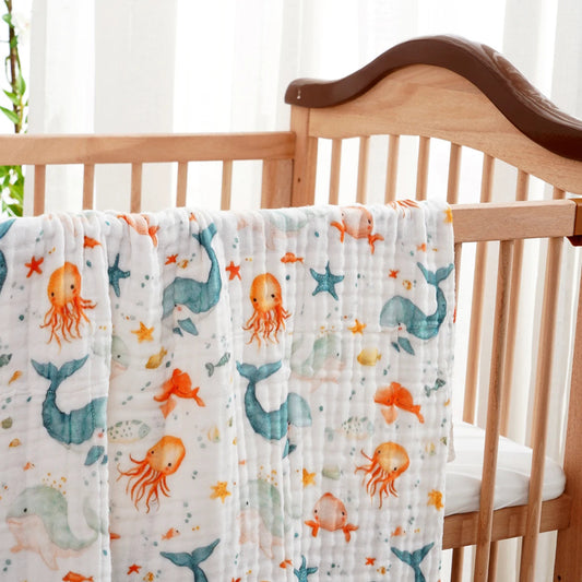 6 Layers Soft Cotton Muslin Swaddle Blanket  - Just Kidding Store