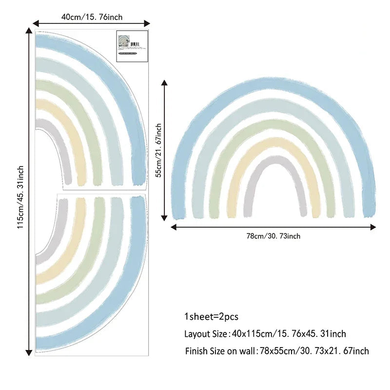 Pastel Watercolor Rainbow Fabric Wall Decal - Just Kidding Store