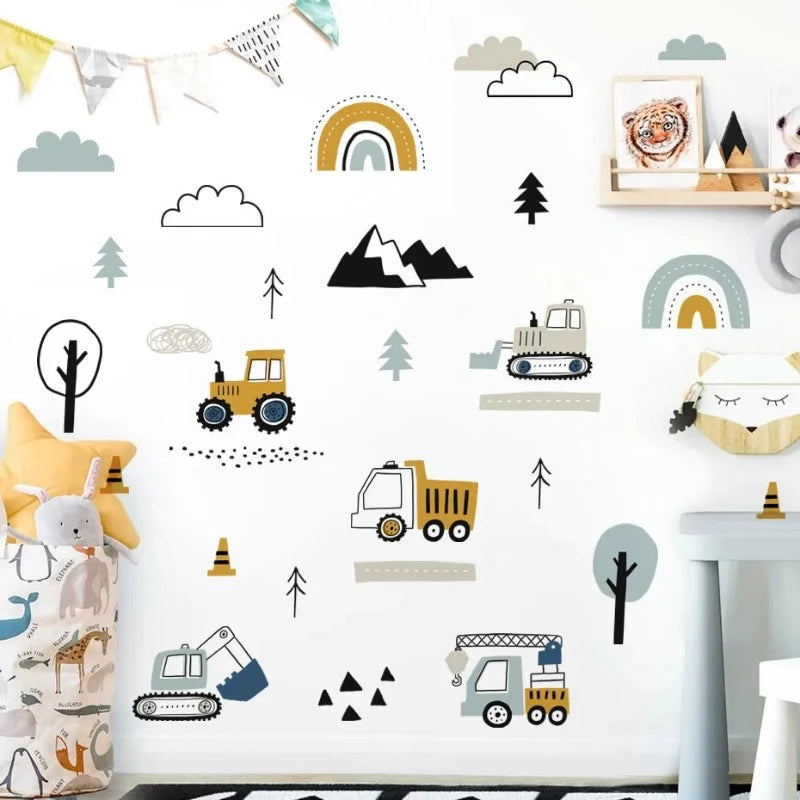 Hand Drawn Construction Site Wall Decals - Just Kidding Store