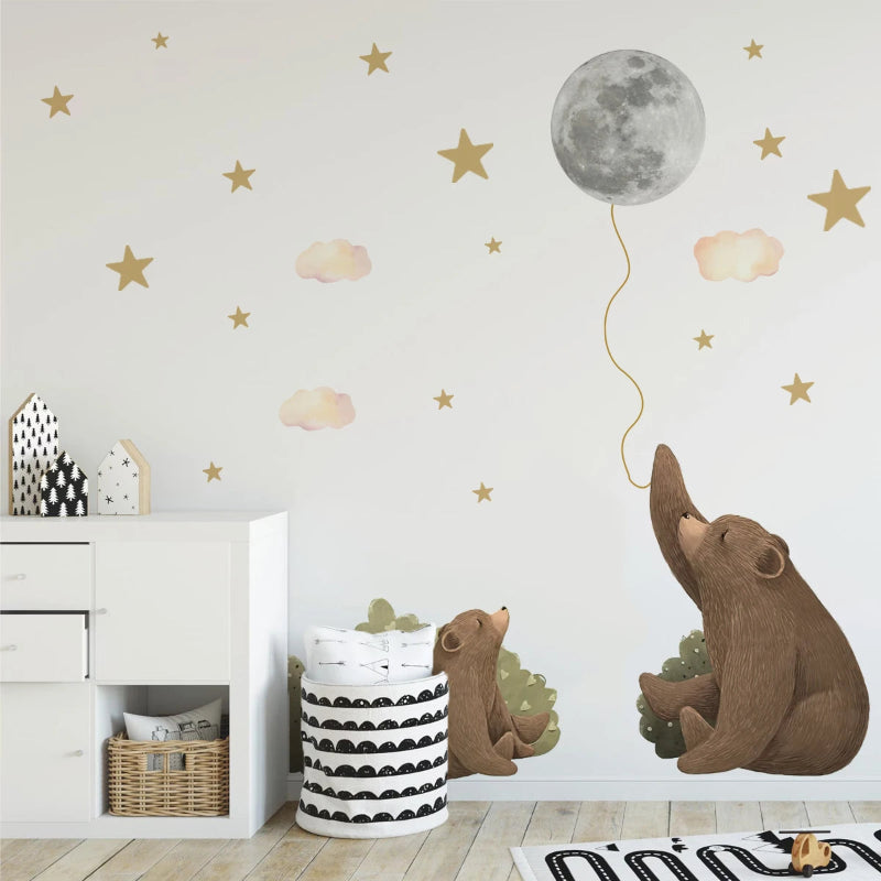 Moonlit Bear Balloon Wall Sticker - Just Kidding Store