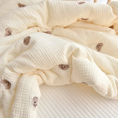 Embroidered Winter Thick Muslin Cotton Bed Cover - Just Kidding Store