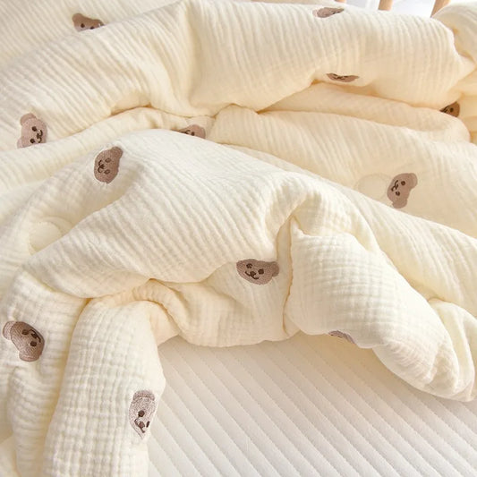 Embroidered Winter Thick Muslin Cotton Bed Cover - Just Kidding Store