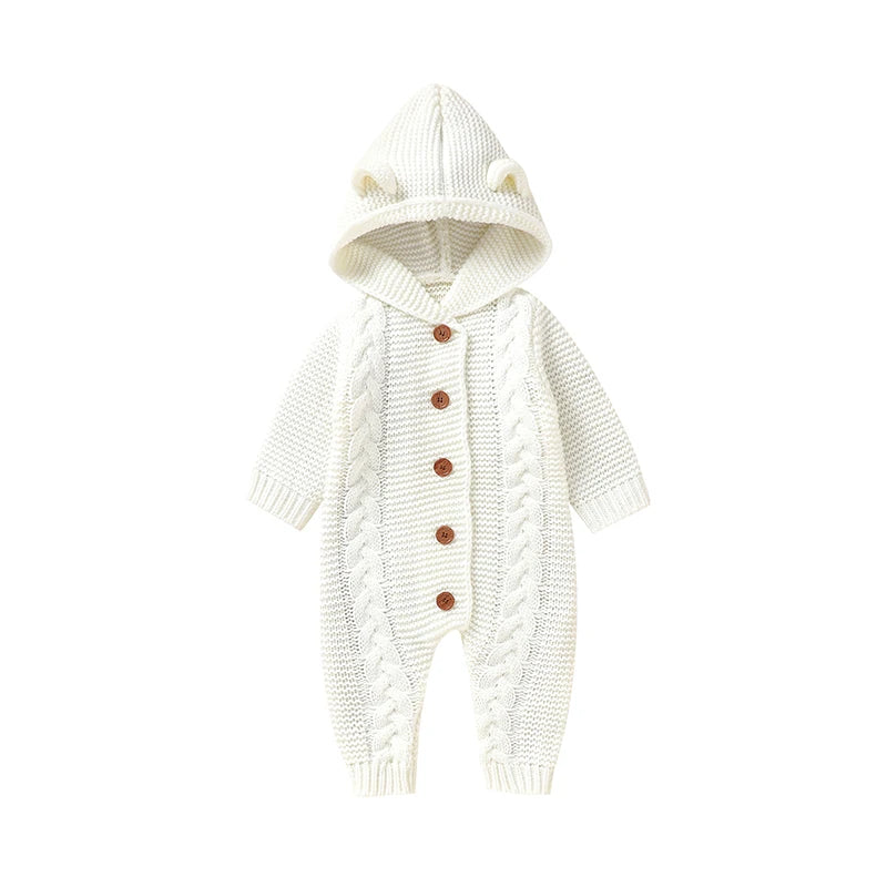 Hooded Baby Infant Winter Knitted Jumpsuit - Just Kidding Store