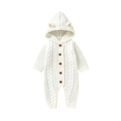 Hooded Baby Infant Winter Knitted Jumpsuit - Just Kidding Store