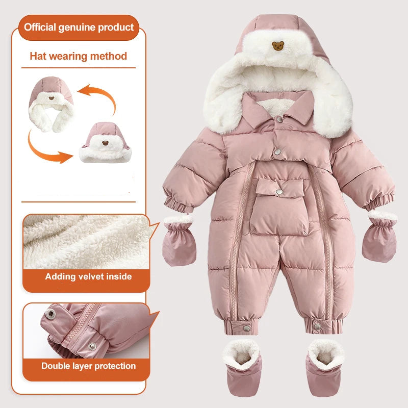 Thick Hooded Snowsuit Set Baby Infant Toddler - Just Kidding Store