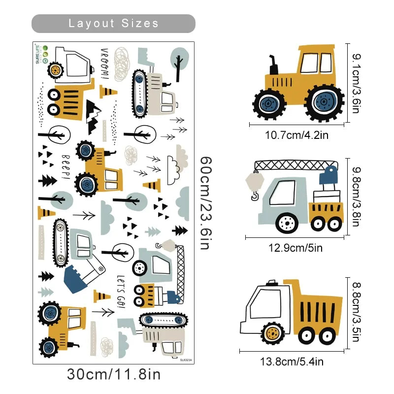 Hand Drawn Construction Site Wall Decals - Just Kidding Store