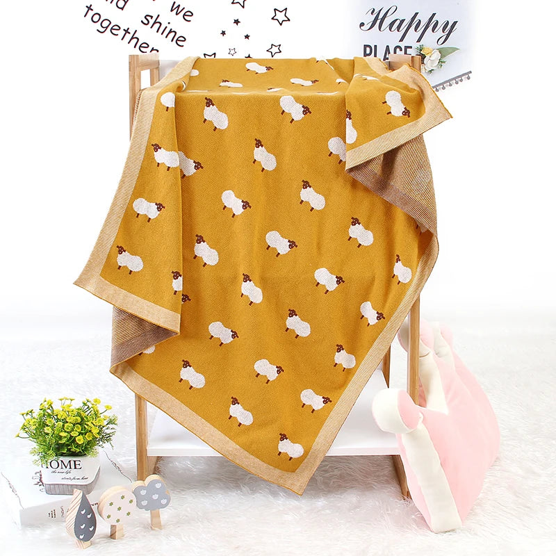 White Sheep Cotton Knitted Blanket - Just Kidding Store