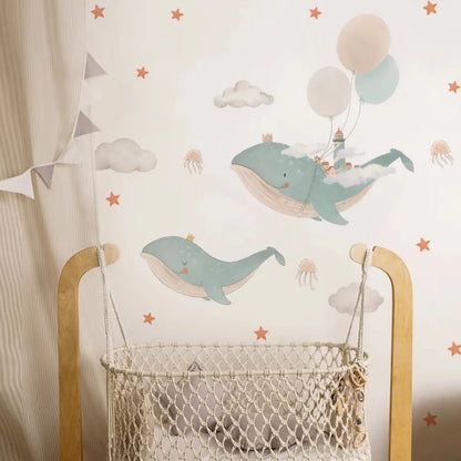 Cartoon Whale Balloon Wall Decals - Just Kidding Store