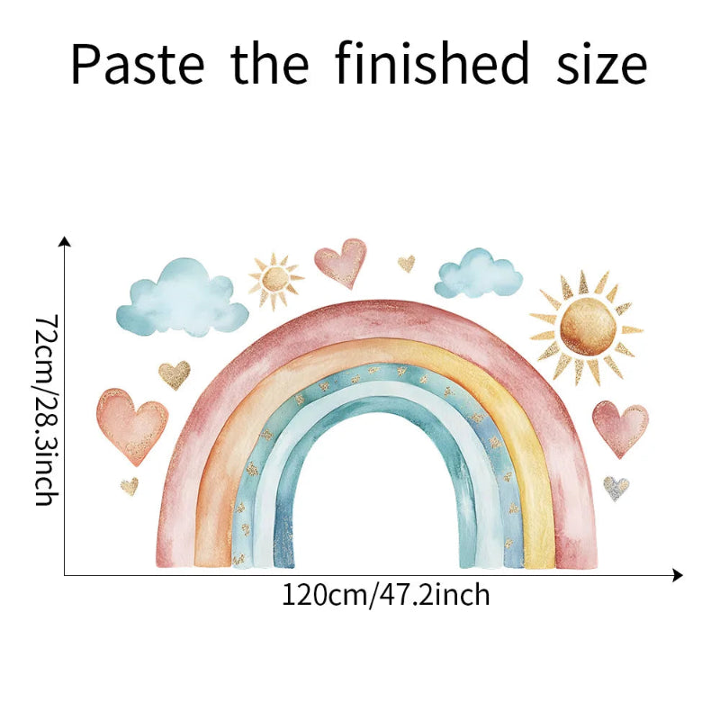 Watercolor Rainbow Sun Cloud Wall Sticker - Just Kidding Store