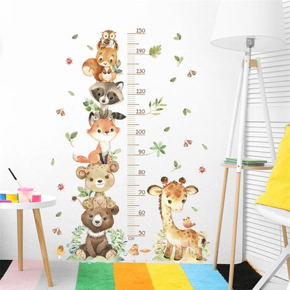 Cartoon Animals Height Measure Decal - Growth Chart Sticker - Just Kidding Store