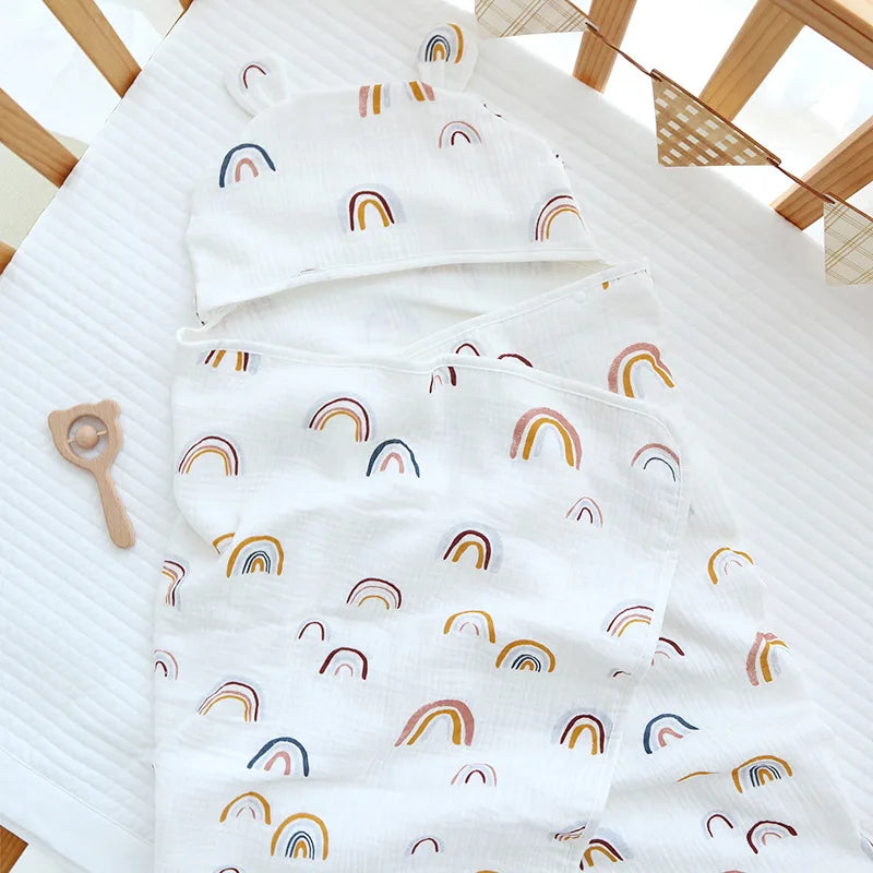 4 Layers Muslin Hooded Towel - Bath Poncho - Just Kidding Store