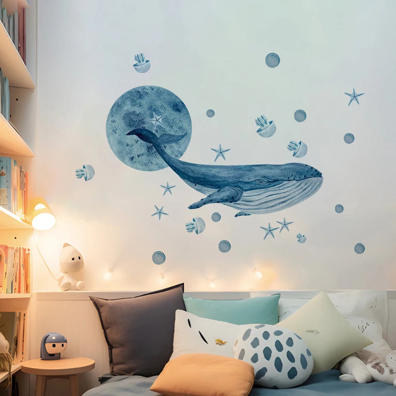 Large Watercolor Whale Wall Decal - Just Kidding Store