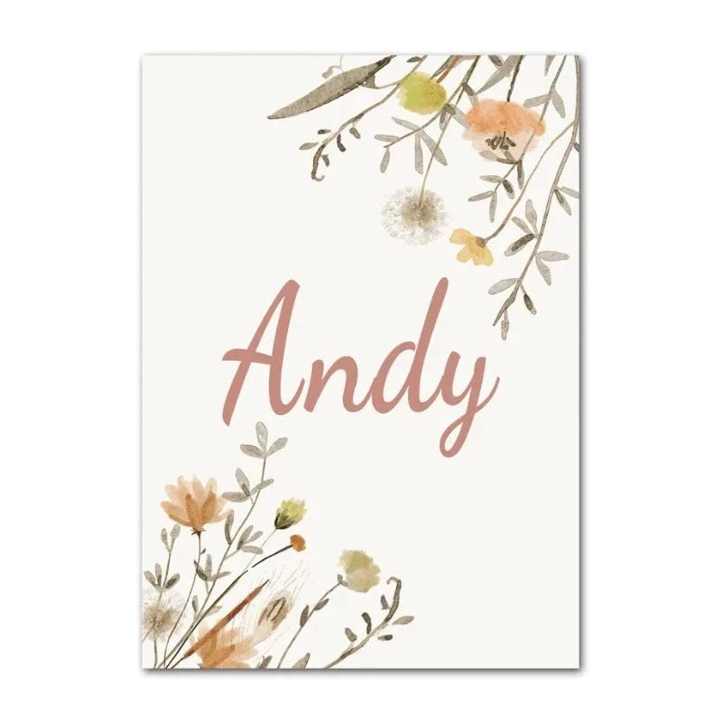 Wildflowers Boho Rainbow Personalised Canvas Posters - Just Kidding Store