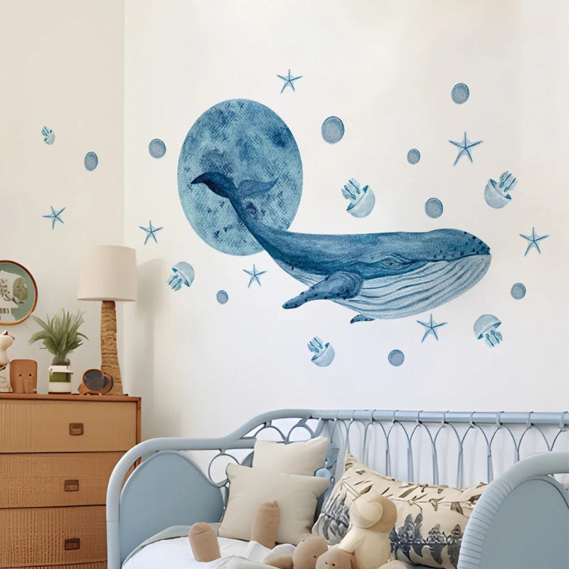 Large Watercolor Whale Wall Decal - Just Kidding Store