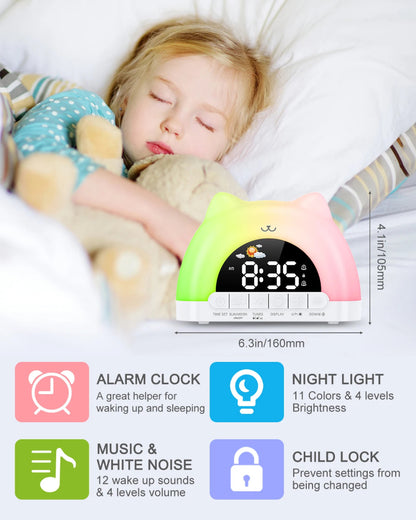 Rainbow Kitty Alarm Clock Night Light - Just Kidding Store