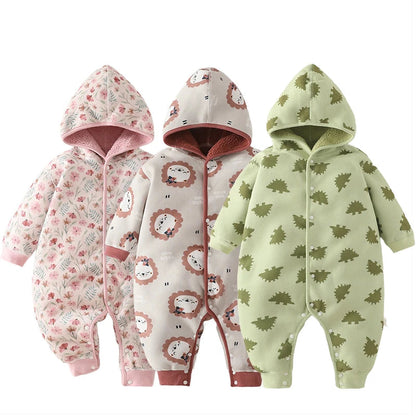 Cozy Critter Warm Fleece Hooded Rompers - Just Kidding Store