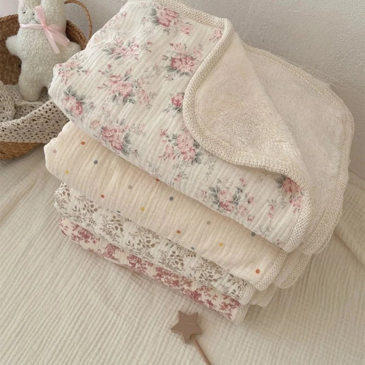 Floral Print Cotton Baby Blanket - Just Kidding Store