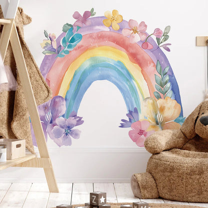 Whimsical Watercolor Floral Rainbow Wall Sticker - Just Kidding Store