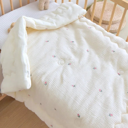 Embroidered Winter Thick Muslin Cotton Bed Cover - Just Kidding Store