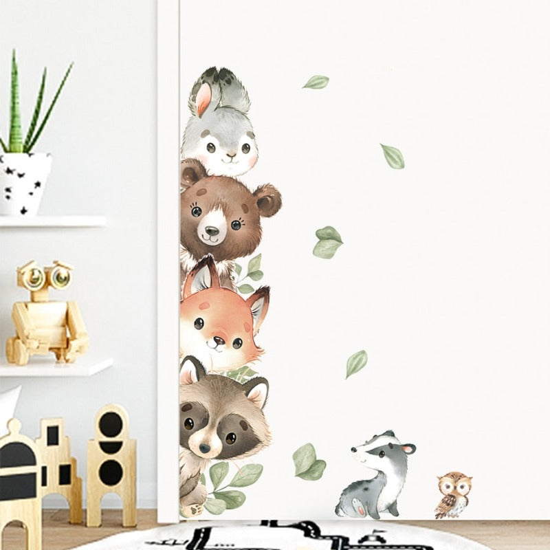 Peeking Forest Animals Corner Wall Decal - Just Kidding Store