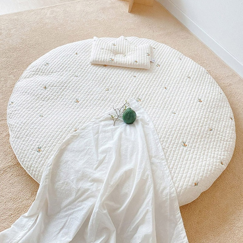 Round Embroidered Padded Baby Play Mat - Just Kidding Store