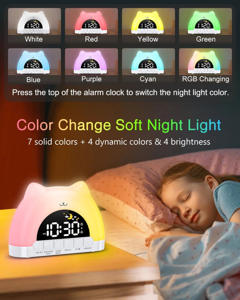 Rainbow Kitty Alarm Clock Night Light - Just Kidding Store
