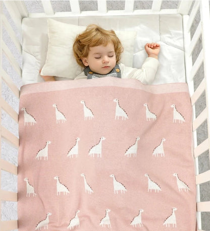 Baby Dino Cotton Knitted Nursery Blanket - Just Kidding Store