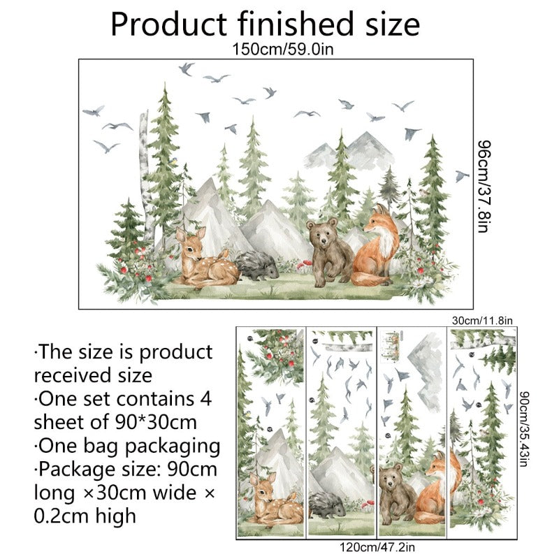 Watercolor Mountain Animals Wall Decal - Just Kidding Store