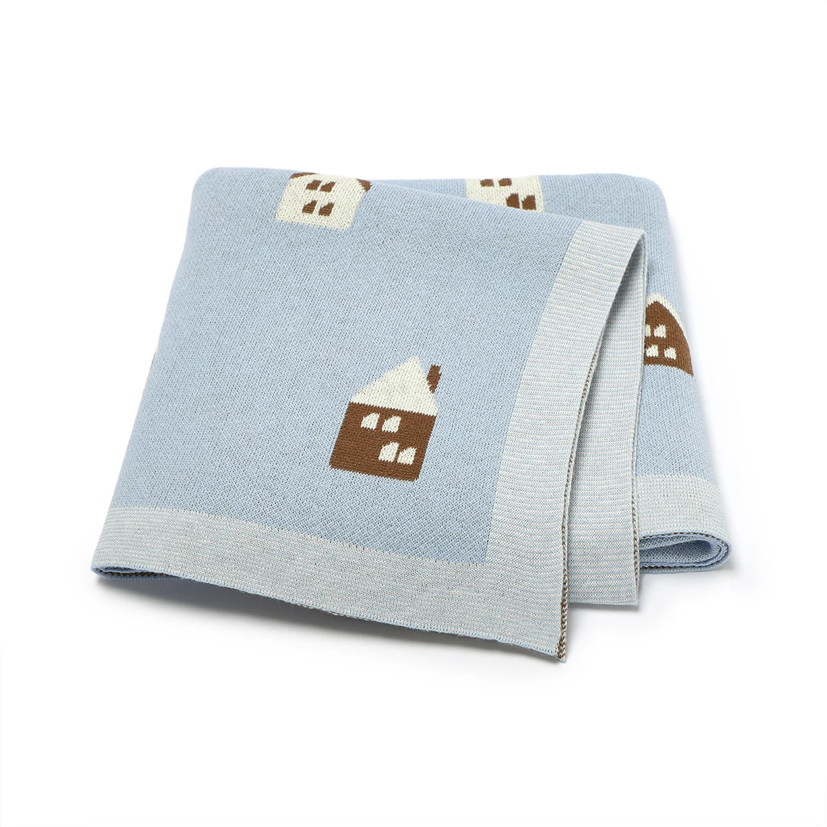 Brown House Cotton Baby Kids Knitted Blanket - Just Kidding Store
