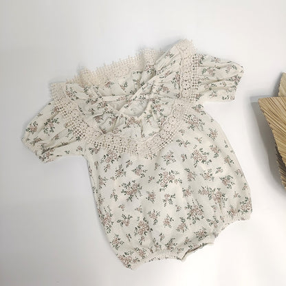 Vintage Floral Lace Ruffle Romper Set - Just Kidding Store