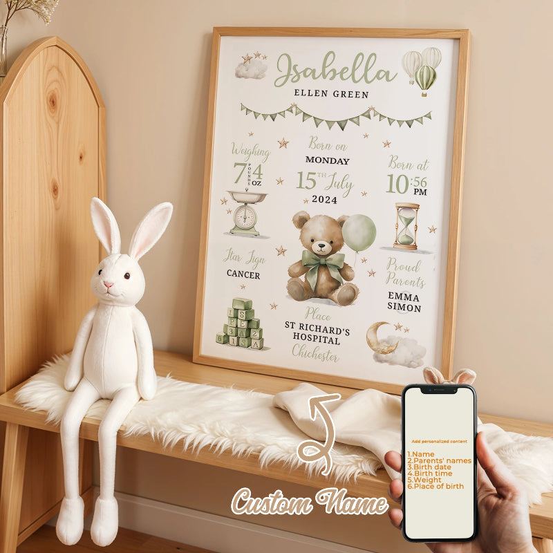 Personalised Birth Stats Canvas Print - Just Kidding Store