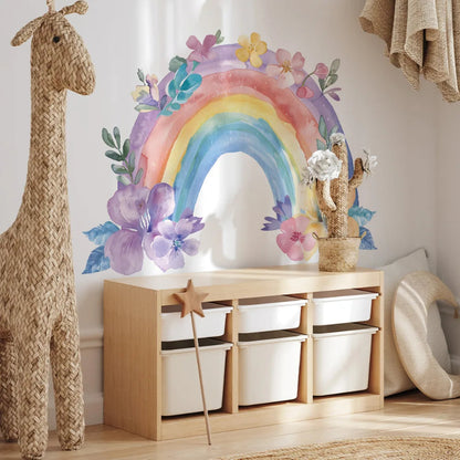 Whimsical Watercolor Floral Rainbow Wall Sticker - Just Kidding Store