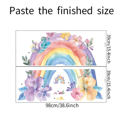 Whimsical Watercolor Floral Rainbow Wall Sticker - Just Kidding Store