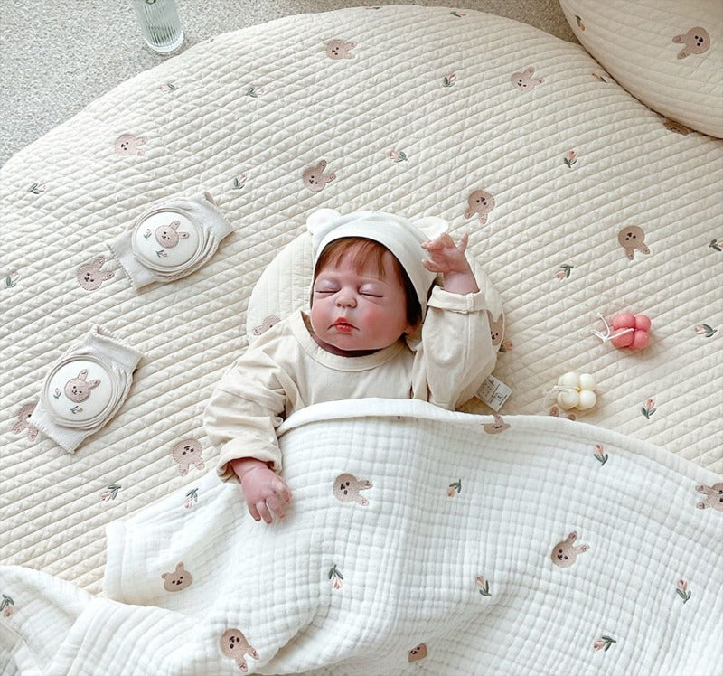 Round Embroidered Padded Baby Play Mat - Just Kidding Store