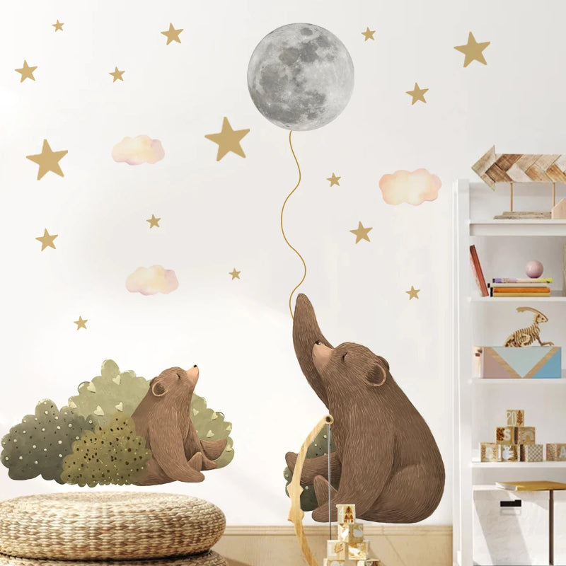 Moonlit Bear Balloon Wall Sticker - Just Kidding Store