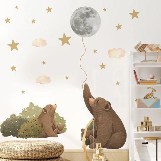 Moonlit Bear Balloon Wall Sticker - Just Kidding Store