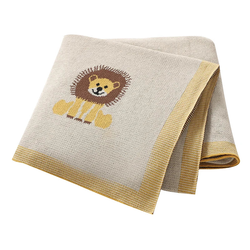 Baby Lion Cotton Knitted Blanket - Just Kidding Store